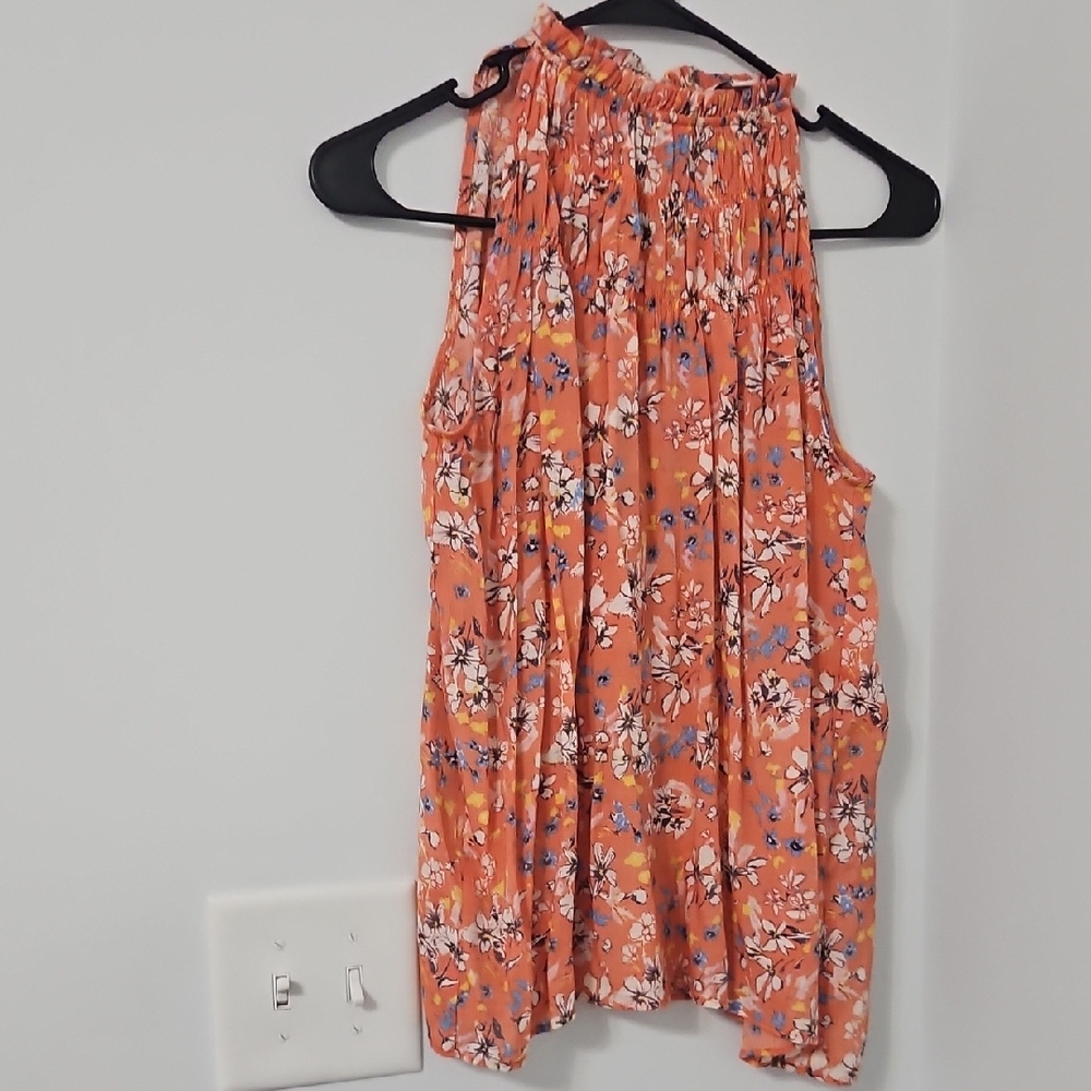 Nanette Lepore Orange Smocked Tank Top